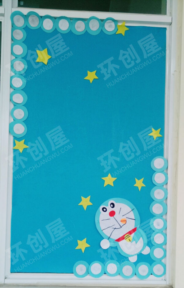 幼儿园蓝胖子门窗环创图片