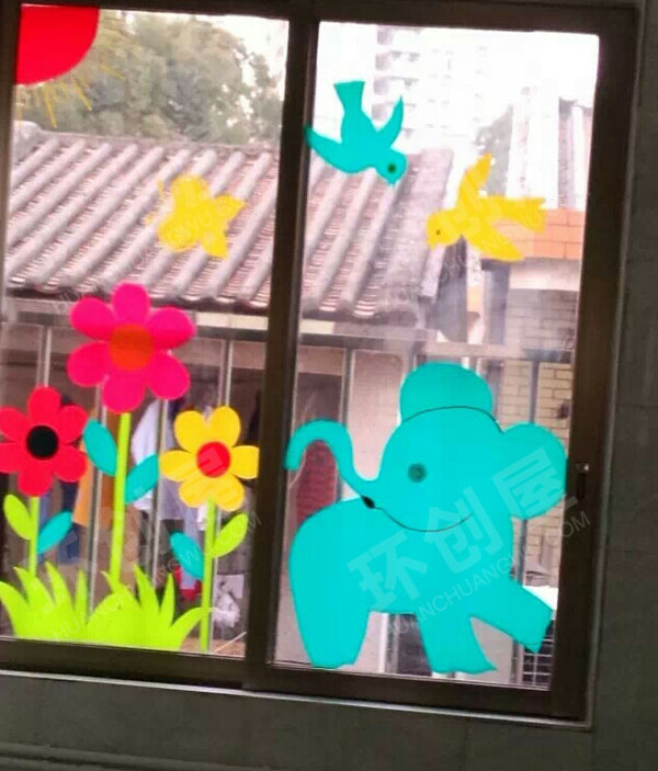 幼儿园透明玻璃窗卡通可爱窗花贴环创图片