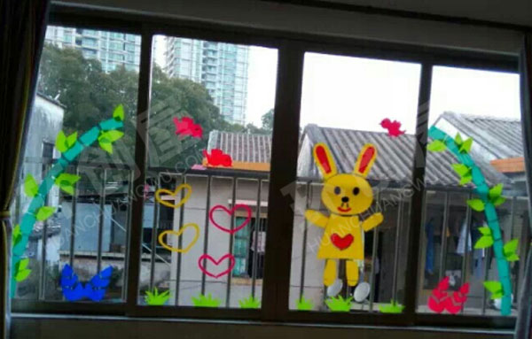 幼儿园透明玻璃窗卡通可爱窗花贴环创图片