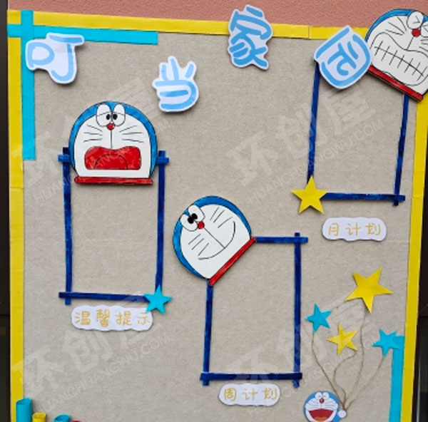 幼儿园家园联系栏叮当猫环创图片