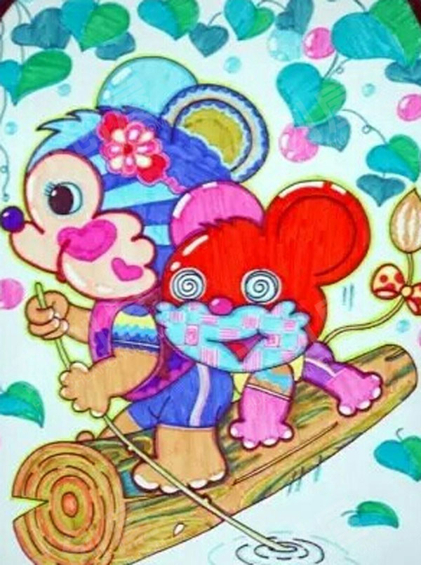幼儿园油画棒儿童画作品展示环创图片