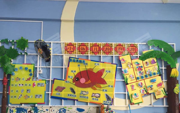 幼儿园小鱼儿游游作品展示环创图片