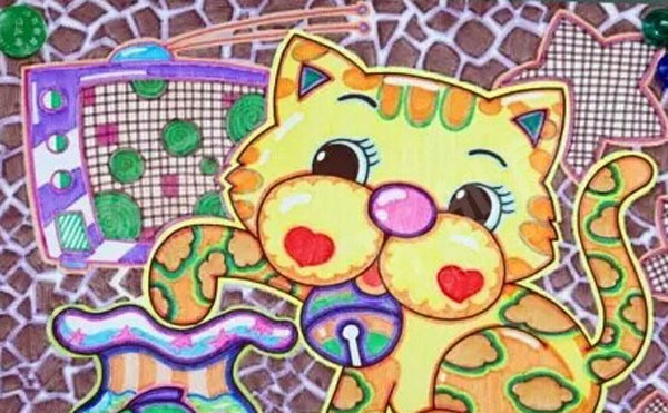 幼儿园油画棒儿童画作品展示环创图片