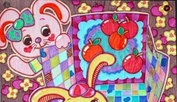 幼儿园油画棒儿童画作品展示环创图片