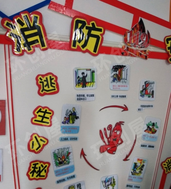 幼儿园主题墙消防安全消防车环创图片
