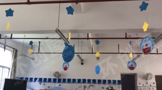 幼儿园卡通风卡纸蓝胖子吊挂饰图片
