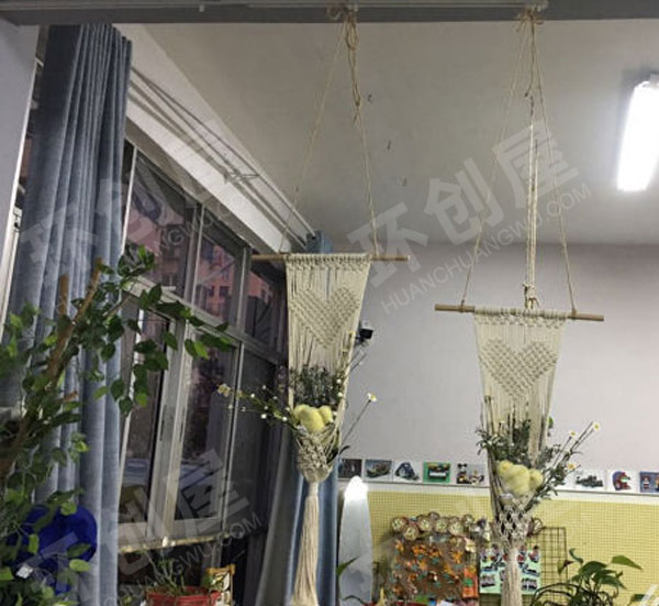 幼儿园区域空间间隔自然材料吊挂饰图片