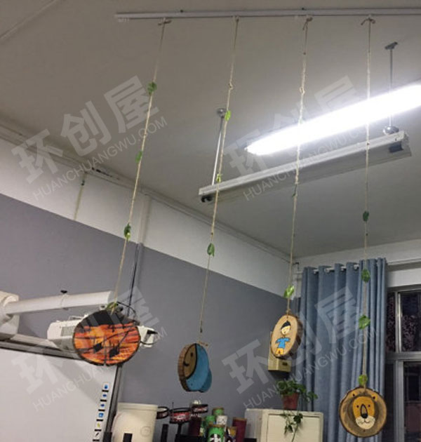 幼儿园区域空间间隔自然材料吊挂饰图片
