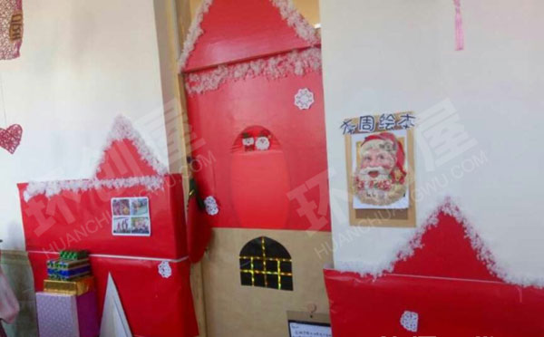 幼儿园红色圣诞节门窗环创图片