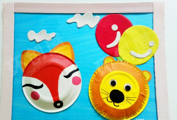 幼儿园走廊墙面环创环保废物利用纸盘动物画图片