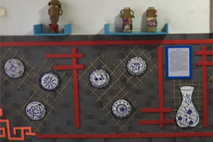 幼儿园走廊墙面环创中国文化青花瓷图片4张