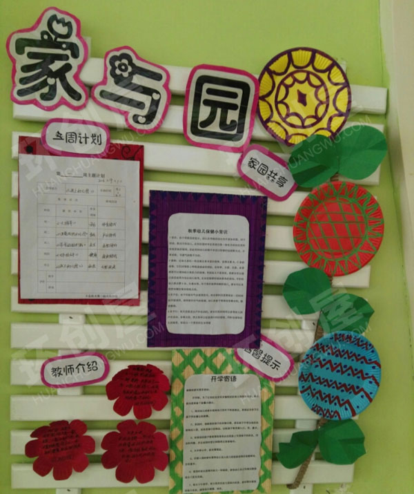 幼儿园自然材料动植物主题卡通家园联系栏环创图片