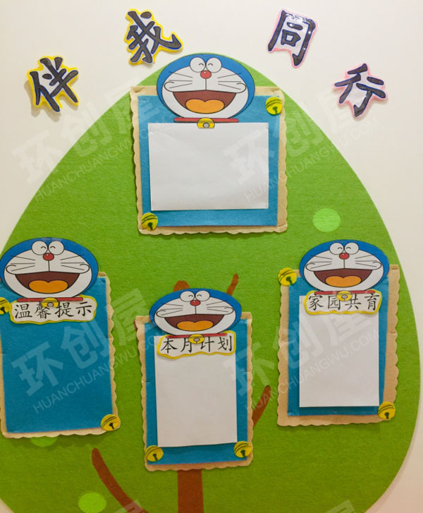 幼儿园绿色不织布家园联系栏环创图片