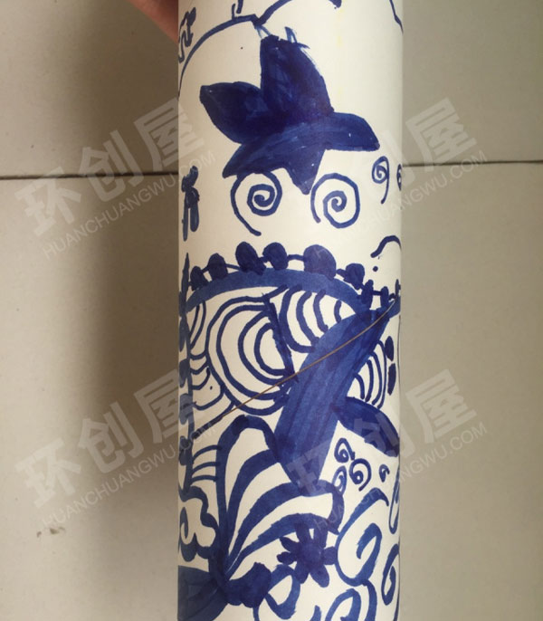 幼儿园美工区废物利用中国风青花瓷图片