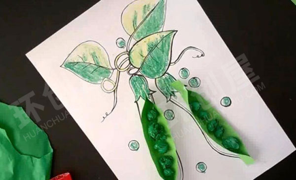 幼儿园美工区做一颗3D豌豆图片