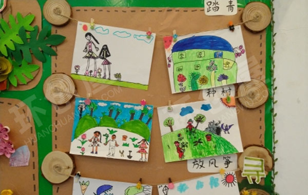 幼儿园主题墙绿色的春天环创图片