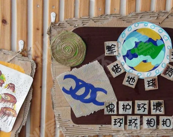 幼儿园墙面布置保护地球节约资源环创图片