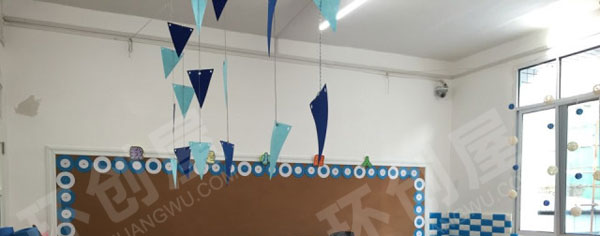 幼儿园地中海蓝色调吊饰环创图片