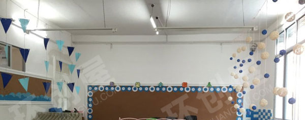 幼儿园地中海蓝色调吊饰环创图片