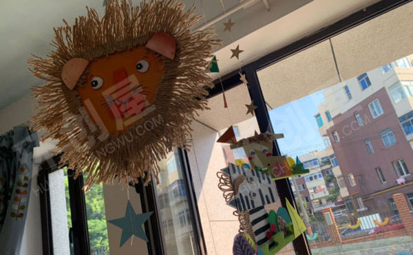 幼儿园手工自制卡通动物吊挂饰环创图片