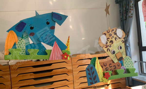 幼儿园手工自制卡通动物吊挂饰环创图片