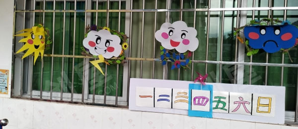 幼儿园海棉纸制作云朵教室窗户环创图片