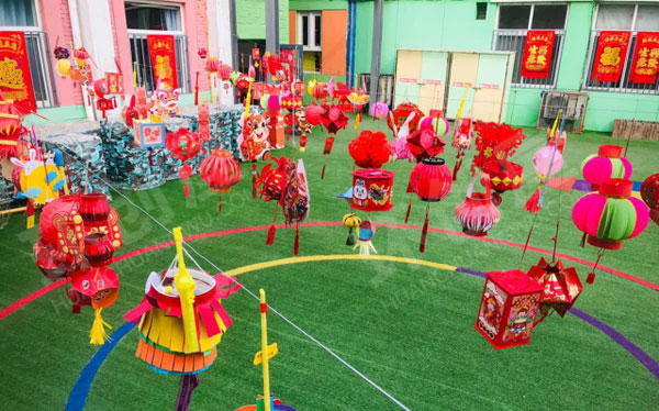 幼儿园户外手工灯笼元宵节吊饰环创图片