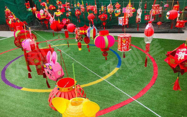 幼儿园户外手工灯笼元宵节吊饰环创图片