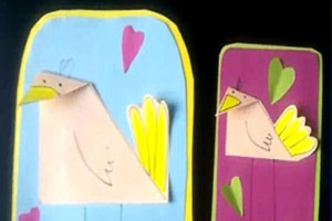 幼儿园美工区手工制作萌萌哒长腿鸟环创图片