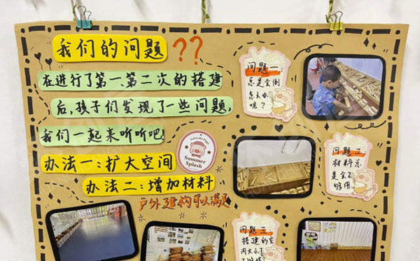 幼儿园主题墙中国娃之长城建构环创图片