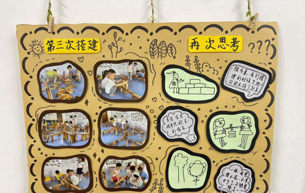 幼儿园主题墙中国娃之长城建构环创图片