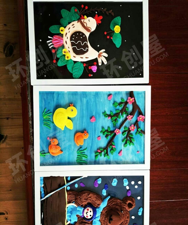 幼儿园墙面布置黏土卡通作品环创图片
