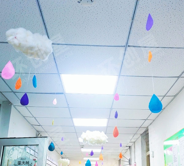 幼儿园云朵彩虹雨滴挂饰环创图片