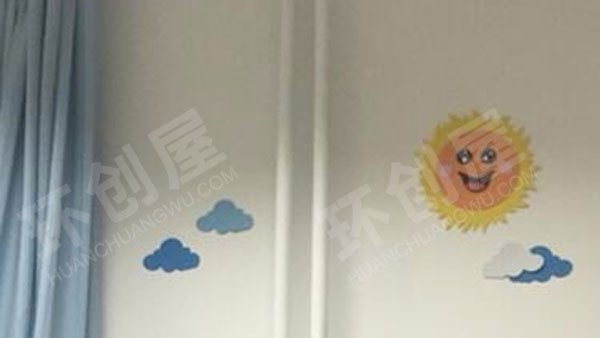幼儿园走廊墙面太阳彩虹云朵装饰环创图片
