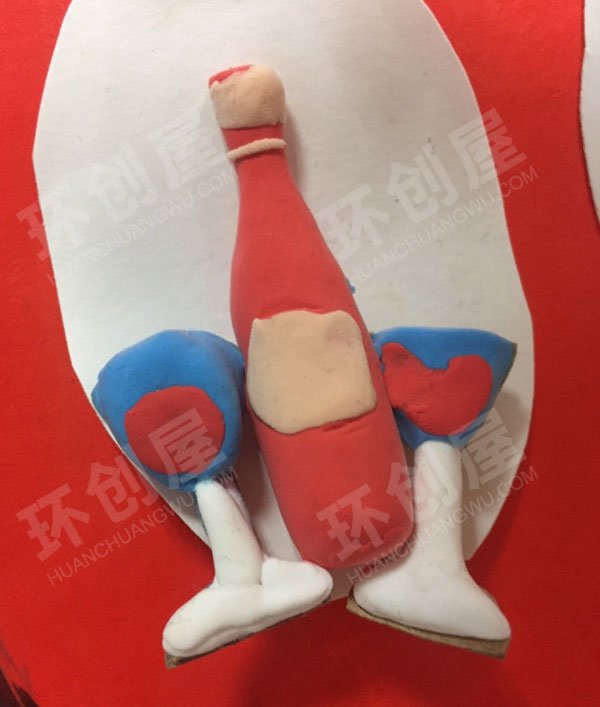幼儿园作品展示3D超轻彩泥制作一份大餐环创图片