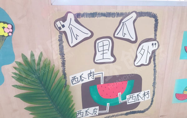 幼儿园走廊墙面夏天的服饰与美味环创图片